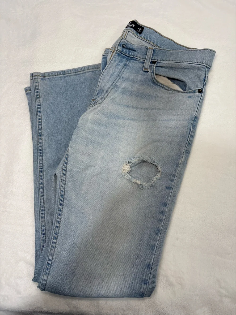 Hollister Light Blue Distressed Men's Jeans